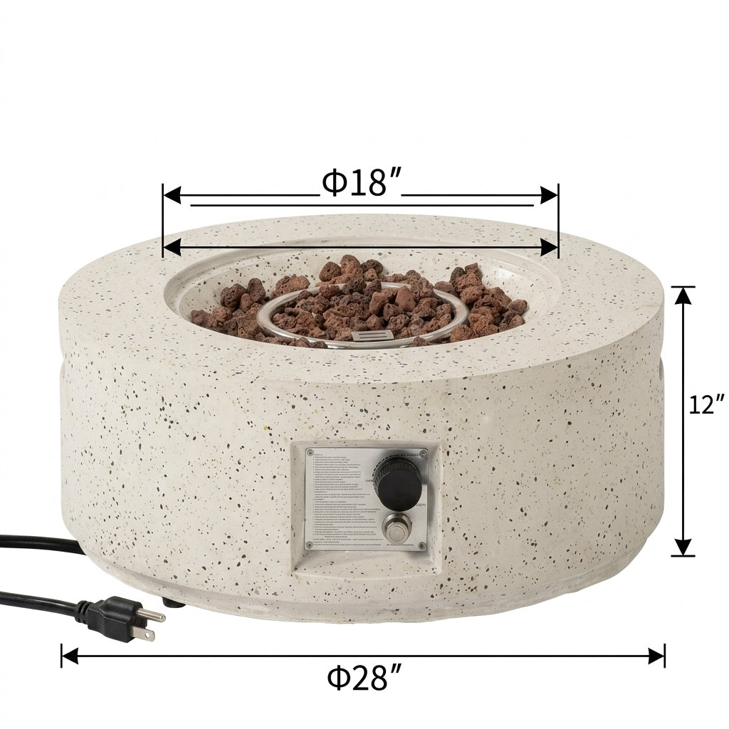 The Orbit Core - 28" Round Propane Fire Pit Table (Concrete Finish)