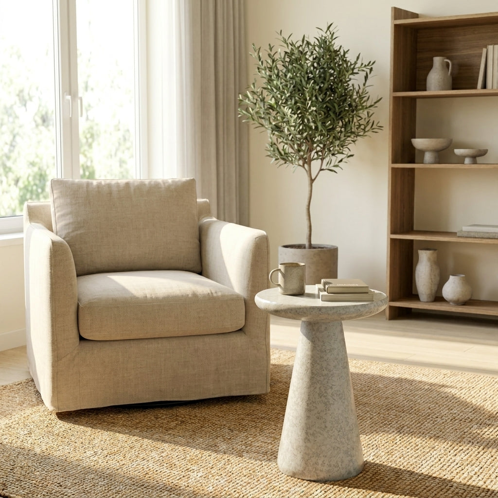 The Silent Drop - 16" Mushroom Pedestal Side Table