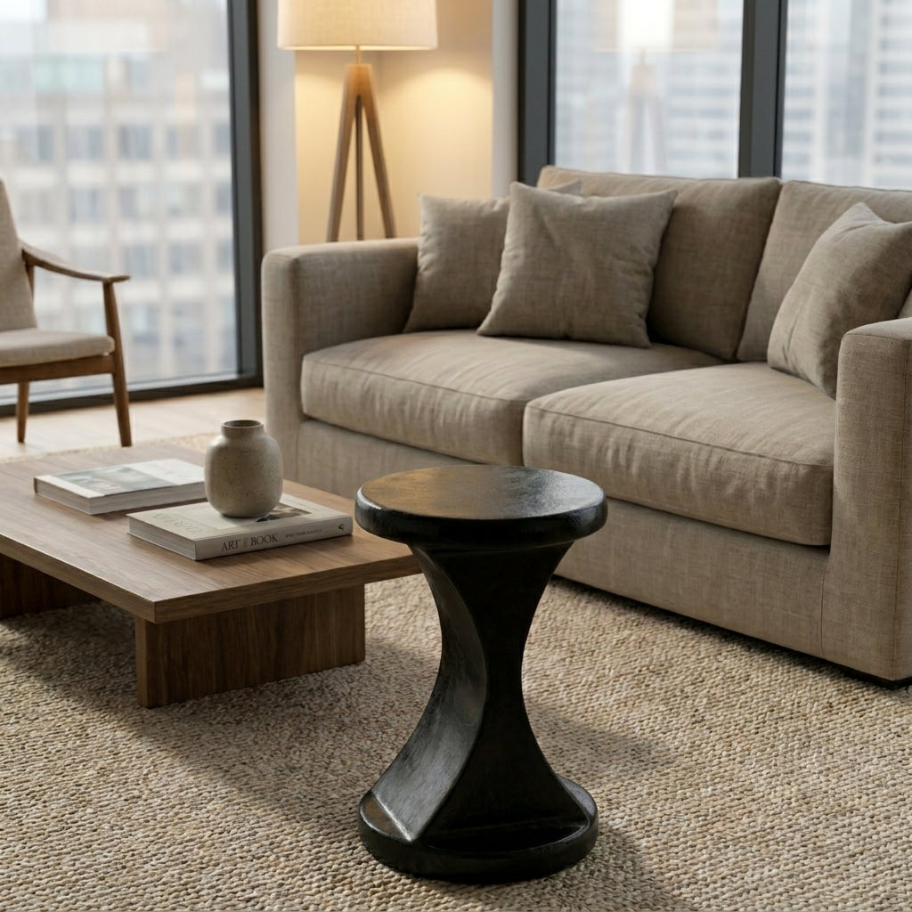The Midnight Hourglass - 18" Sculptural Accent Table