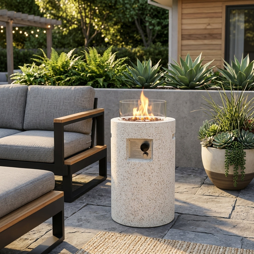 The Twilight Column - 16" Modern Round Fire Column