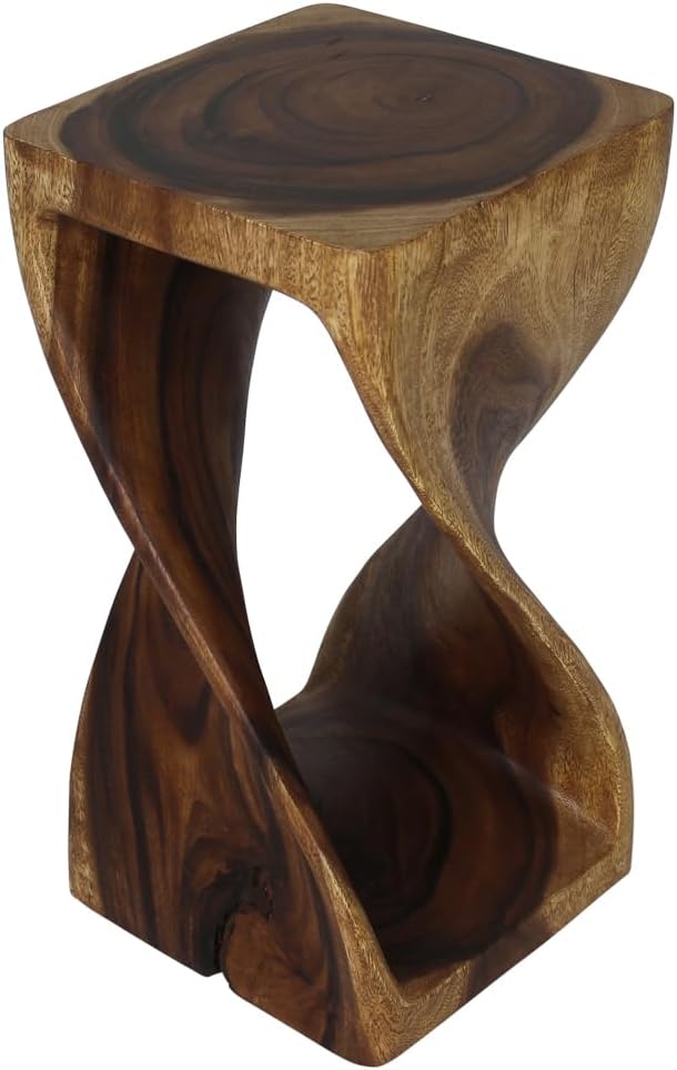 Haussmann® Original Wood Twist Stool 12 X 12 X 23 in High Walnut Oil