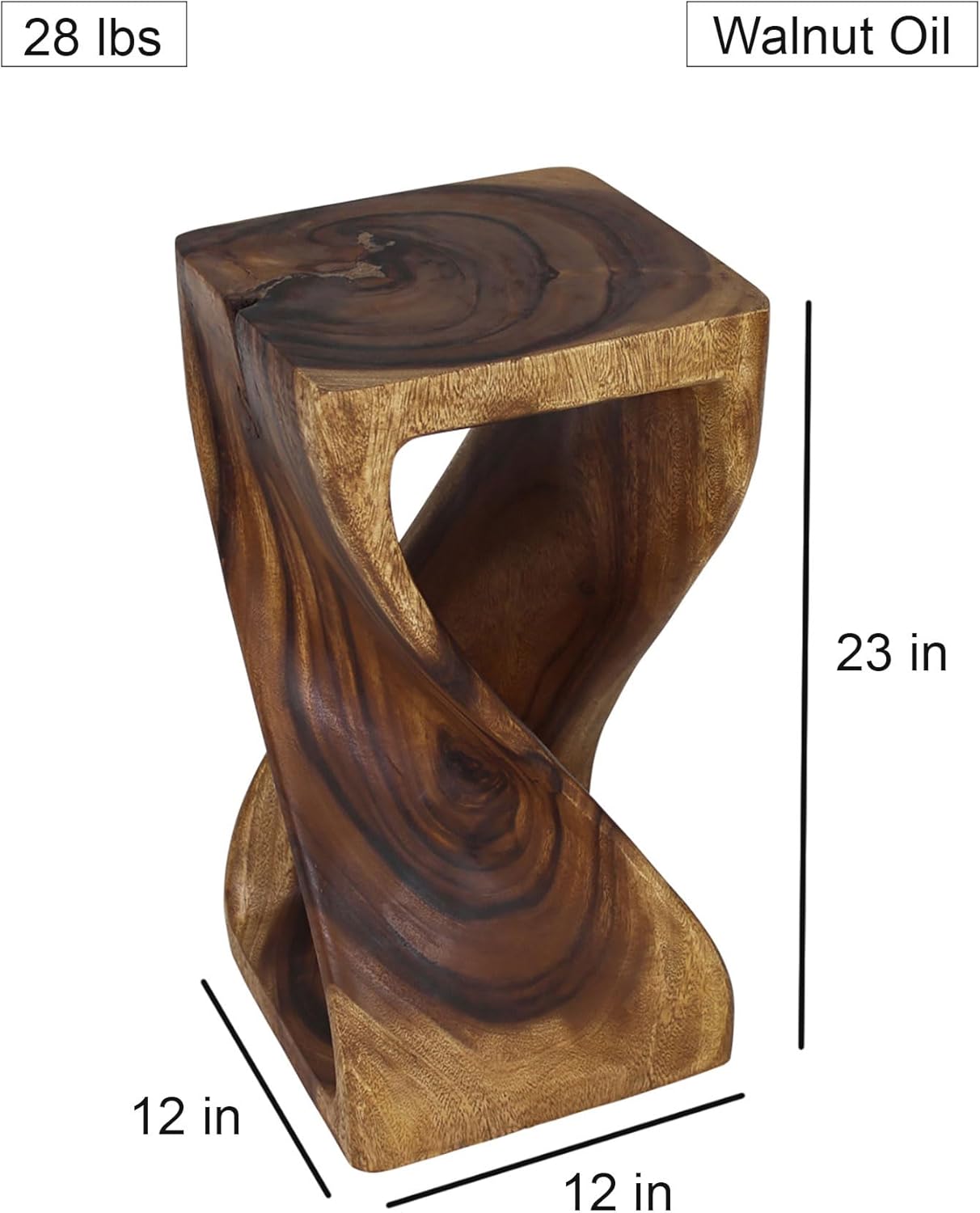 Haussmann® Original Wood Twist Stool 12 X 12 X 23 in High Walnut Oil