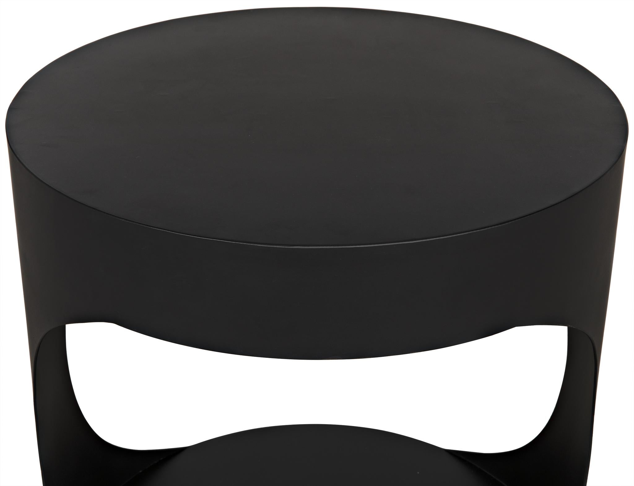 NOIR Eclipse Round Side Table Black Steel