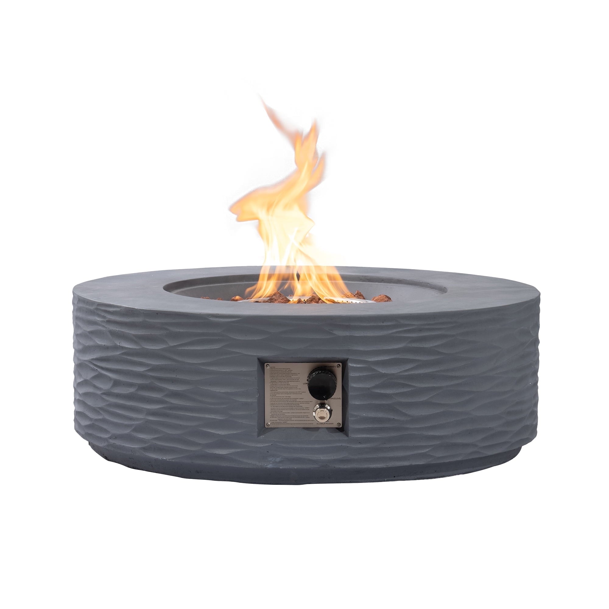 COSIEST 35" Round Propane Fire Pit Table,Water Ripple Design 50,000 BTU Outdoor Fire Pit