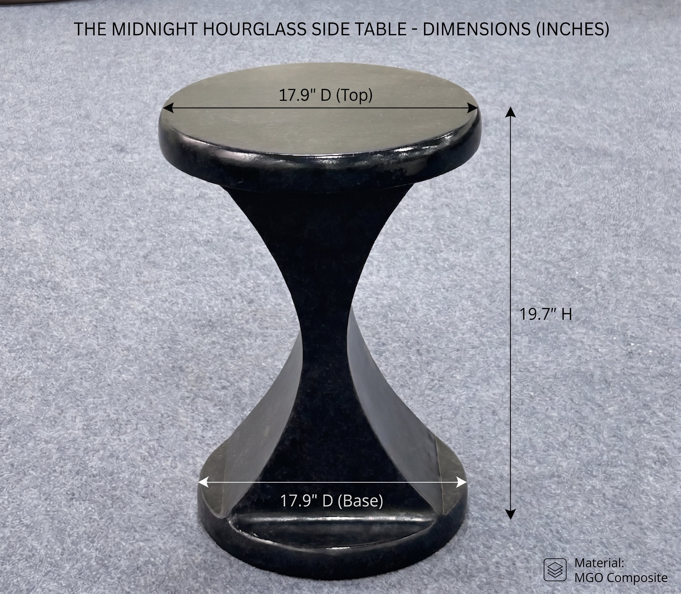 The Midnight Hourglass - 18" Sculptural Accent Table