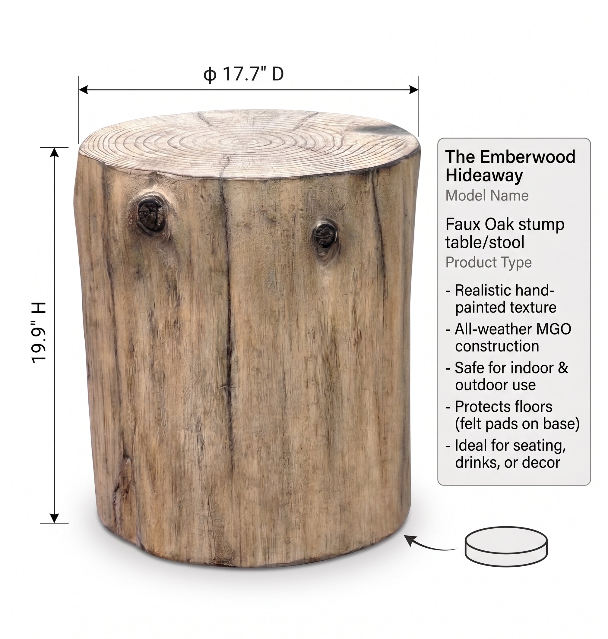 The Emberwood Hideaway Hand-Painted Tree Stump Side Table - Indoor & Outdoor