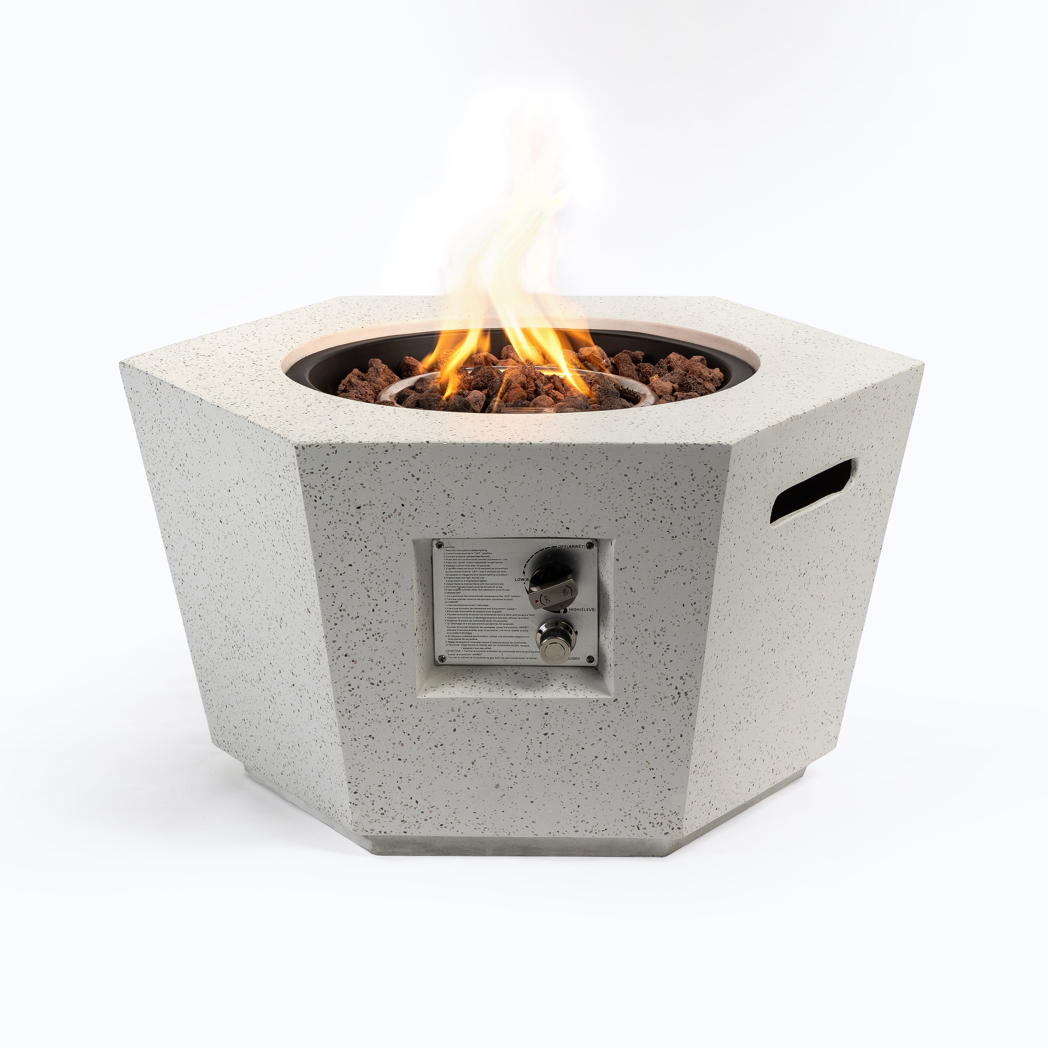 The Orbit Nexus - 24" Hexagonal Propane Fire Pit Table (50,000 BTU)