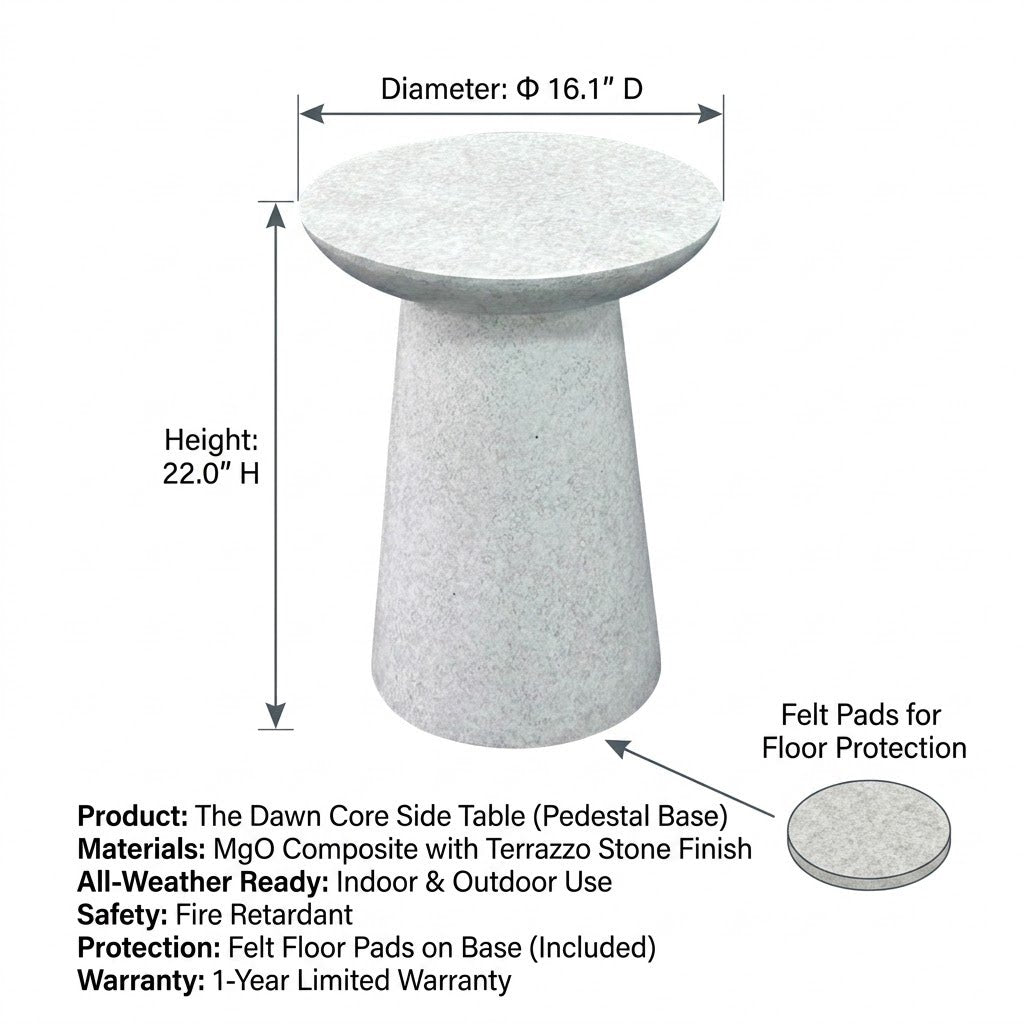 The Dawn Core - 16" Tapered Pedestal Side Table