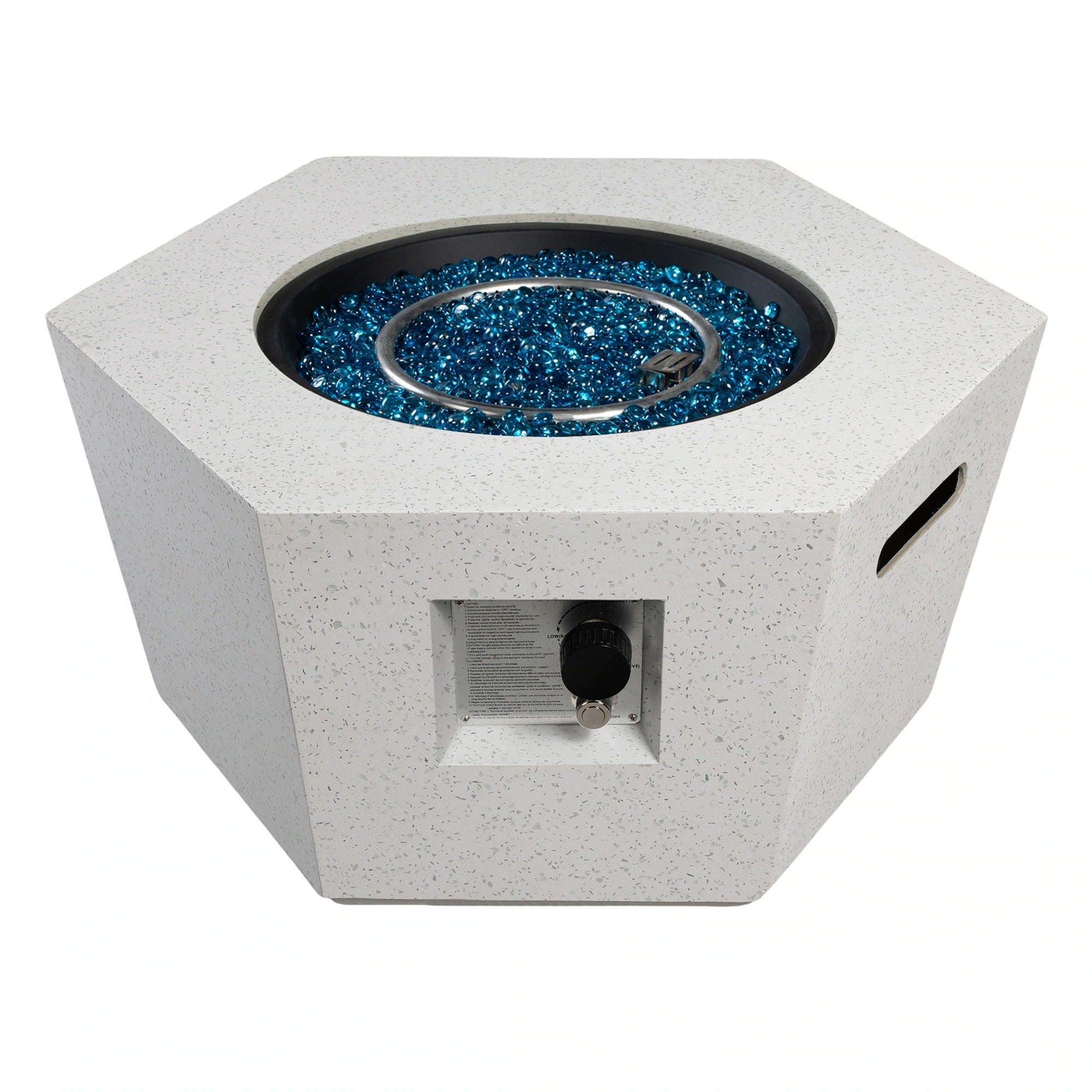 Patio Watcher 28 Inches Hexagonal 40000-BTU Hexagonal Concrete Propane Fire Pit Table