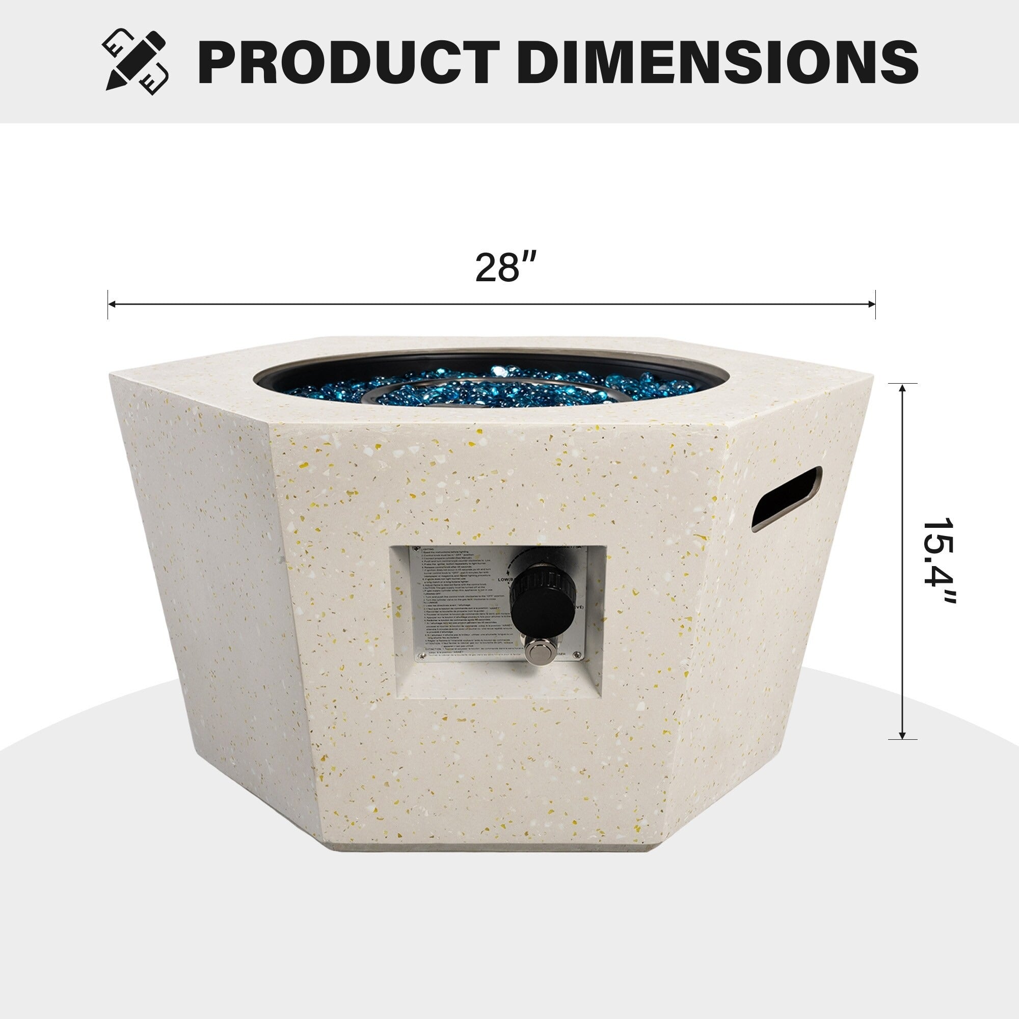 Patio Watcher 28 Inches Hexagonal 40000-BTU Hexagonal Concrete Propane Fire Pit Table