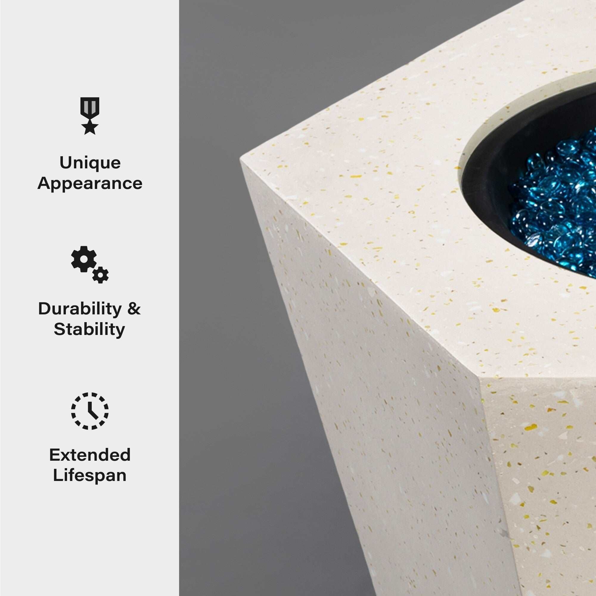 Patio Watcher 28 Inches Hexagonal 40000-BTU Hexagonal Concrete Propane Fire Pit Table