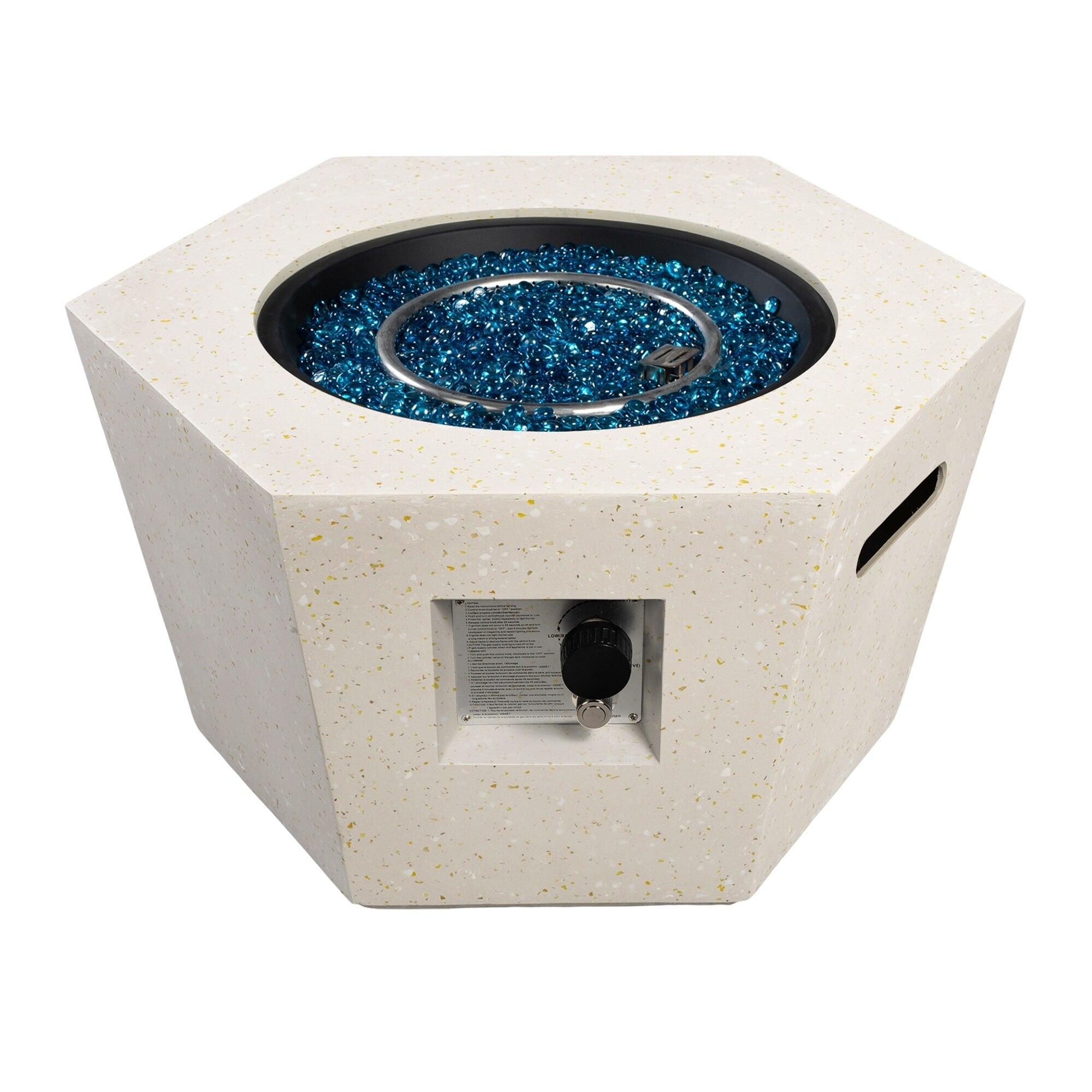 Patio Watcher 28 Inches Hexagonal 40000-BTU Hexagonal Concrete Propane Fire Pit Table