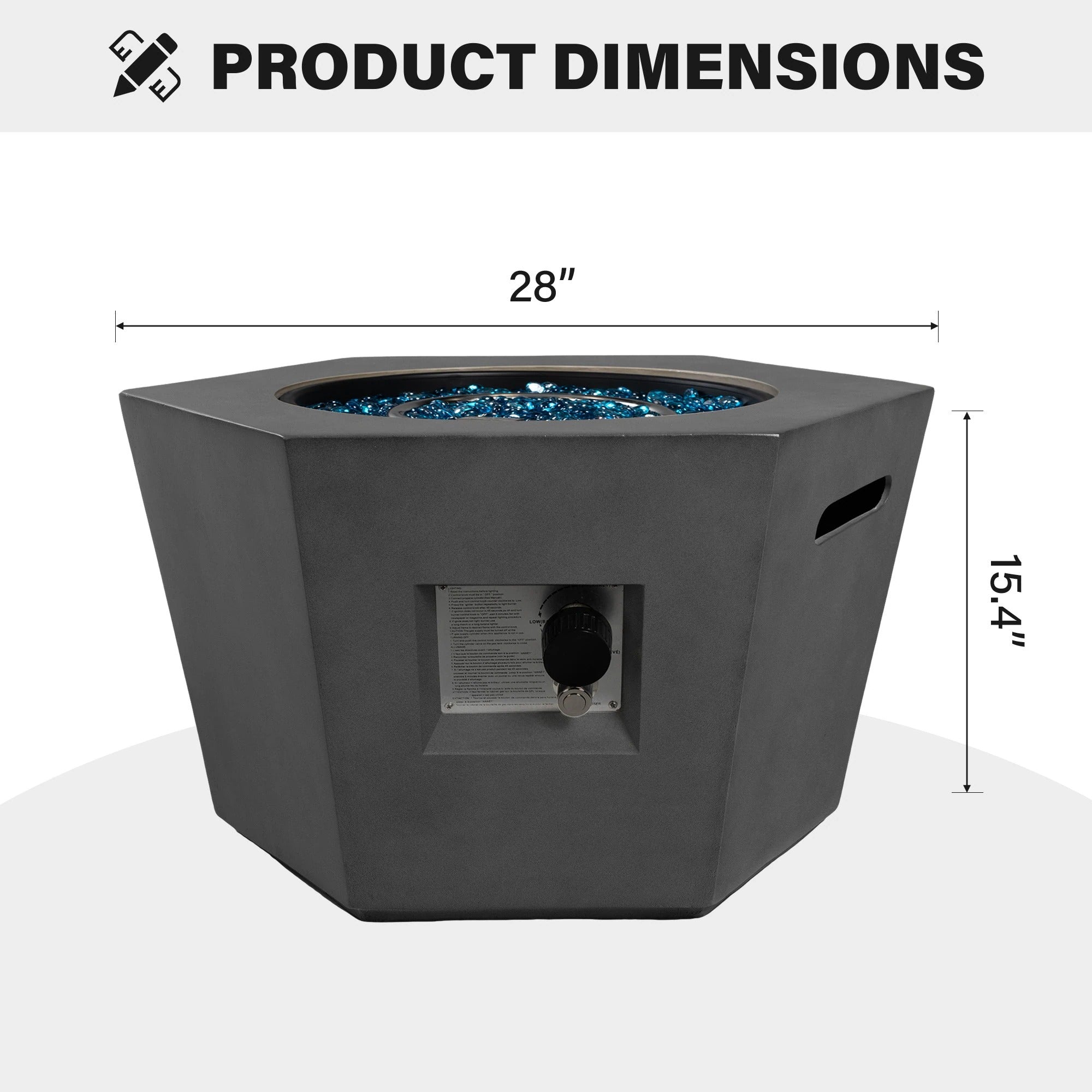 Patio Watcher 28 Inches Hexagonal 40000-BTU Hexagonal Concrete Propane Fire Pit Table