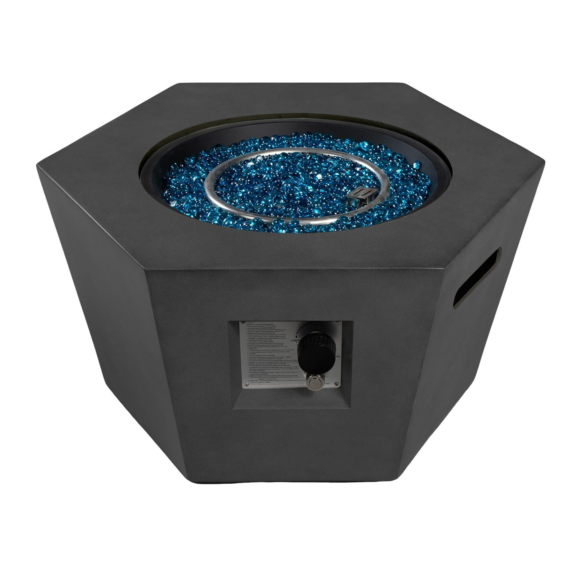 Patio Watcher 28 Inches Hexagonal 40000-BTU Hexagonal Concrete Propane Fire Pit Table