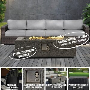 Paramount Rocco Rectangular Fire Pit Table