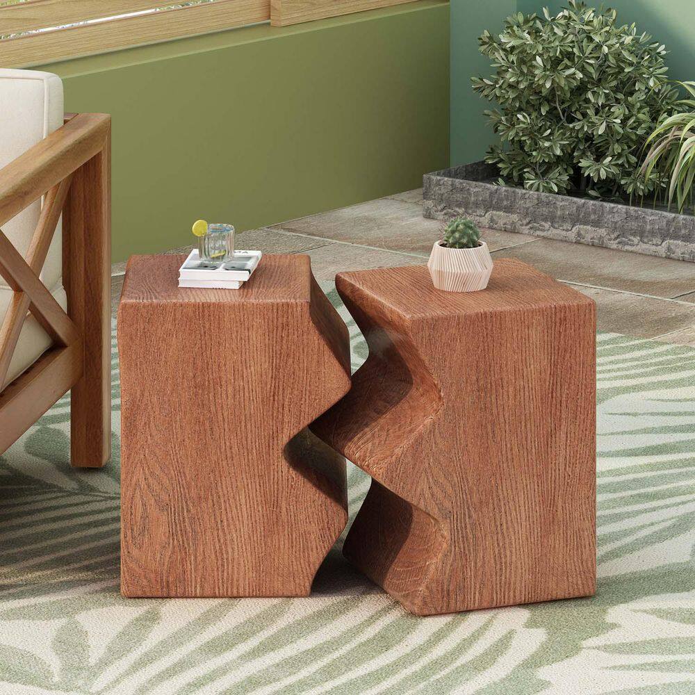 Stone Gray Outdoor Side Table Patio Side Table Accent Table Nesting End Table Decorative Garden Stool for Indoor Outdoor