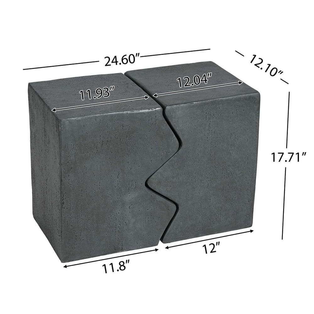 Stone Gray Outdoor Side Table Patio Side Table Accent Table Nesting End Table Decorative Garden Stool for Indoor Outdoor